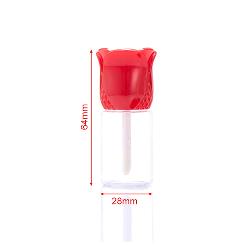 

5pcs Rose Flower Shaped Cap Empty Lip Gloss Tubes Transparent DIY Lip Balm Refillable Bottle Cosmetic Makeup Containers