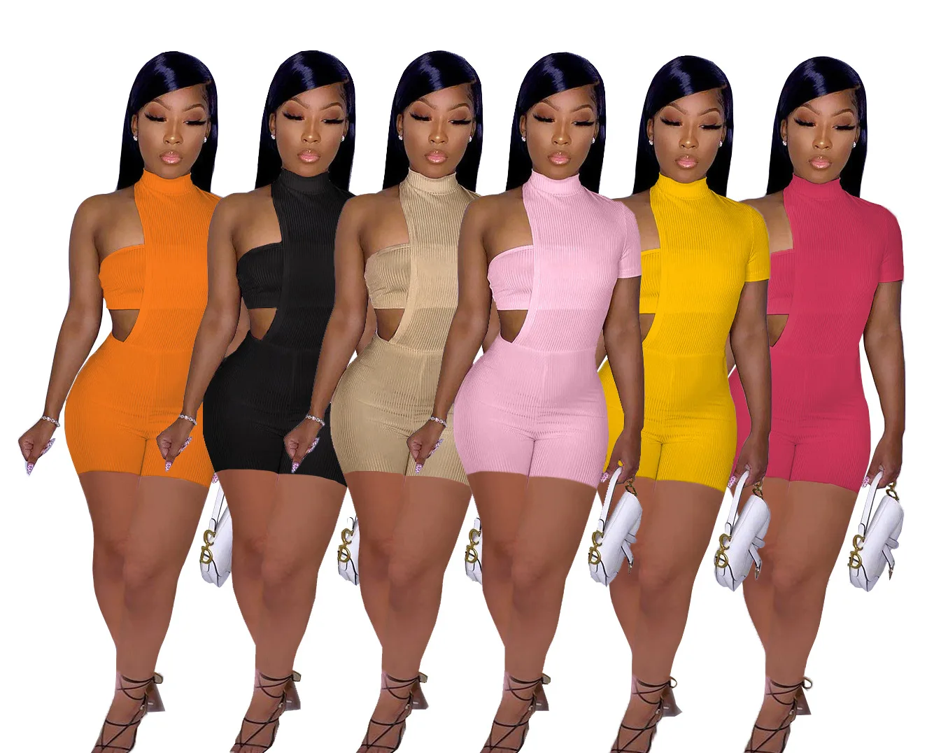 Сексуальный Асимметричный Женский комплект из двух предметов Вязаный