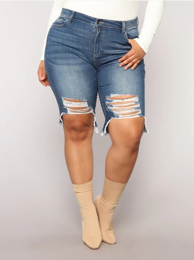 Летние повседневные джинсовые шорты женские джинсы эластичные свободные брюки