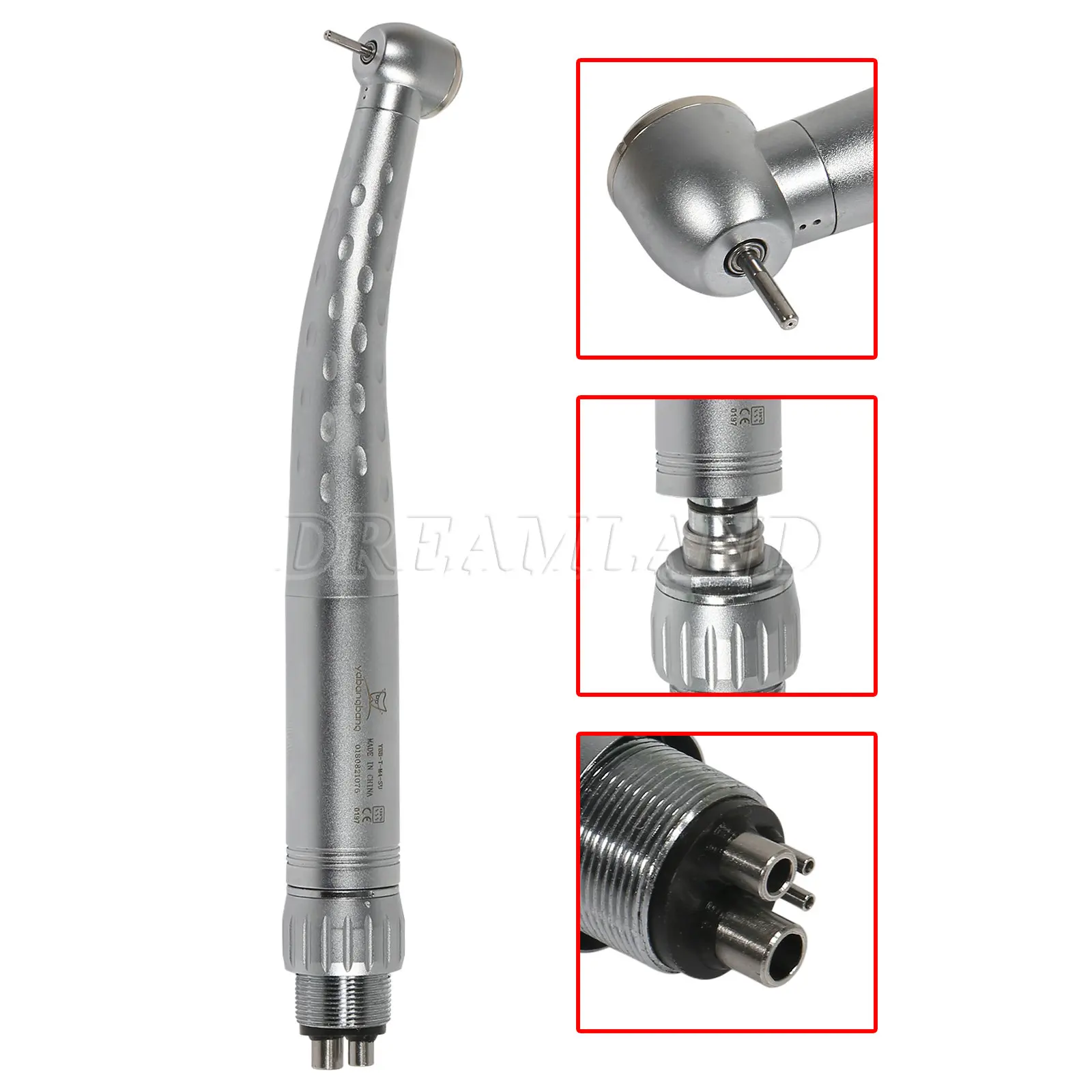 

1-5Pcs Dental High Speed Single Spray Handpiece Large Torque Head Push Button Chuck & 4 Hole Quick Coupler Yabangbang