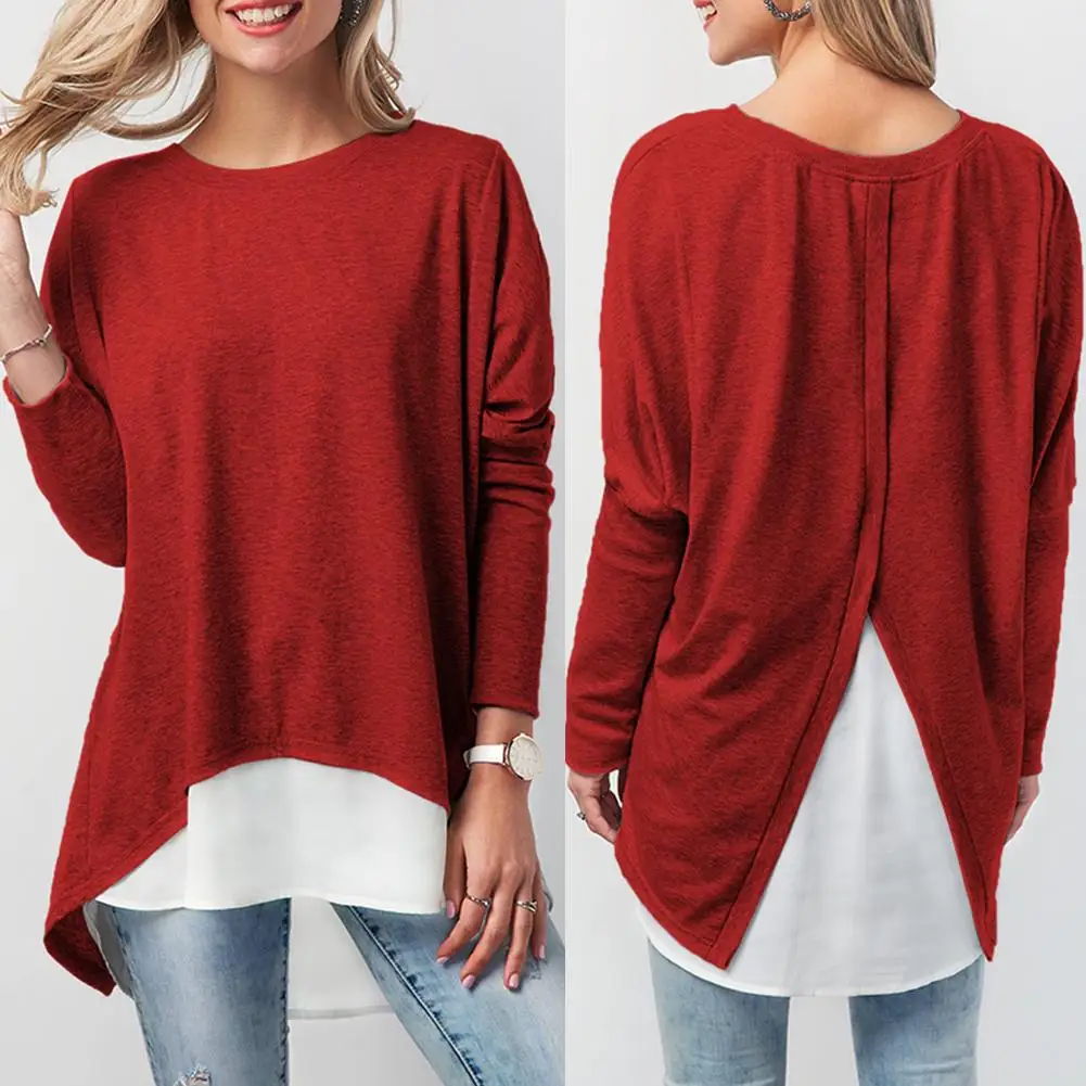 Женская блузка с длинным рукавом и круглым вырезом|Блузки| |