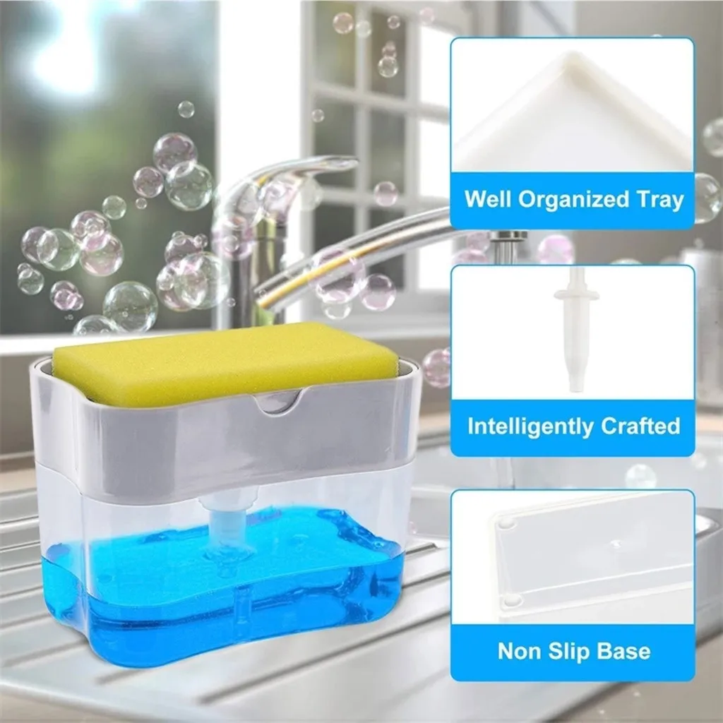 2-in-1Sponge стеллаж для выставки товаров дозатор жидкого мыла и губки Caddy 13 унций