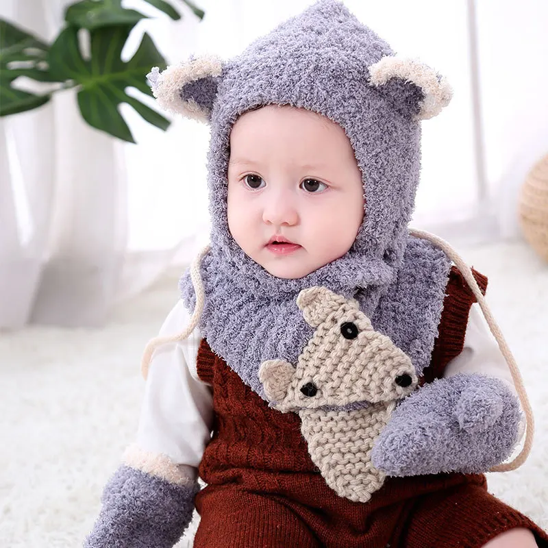 Хепберн бренд Ручной Вязки Зимняя утепленная шапка шарф перчатки из трех