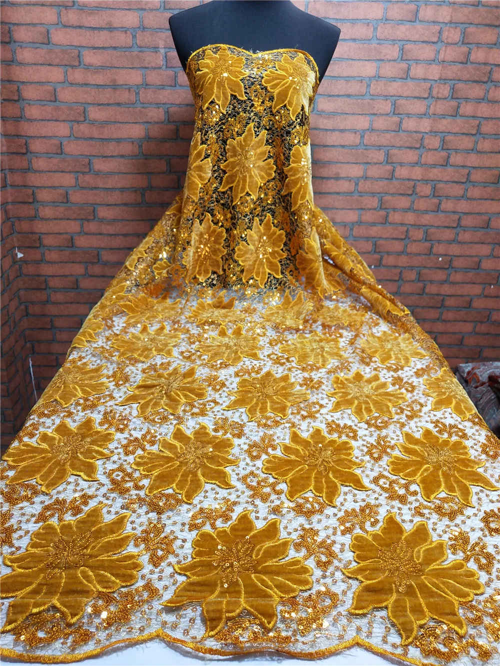 African lace fabric 5yds/pce linac velvet 3cm&5cm shiny sequins mesh fabrics women gorgeous luxury lagos party nigerian asoebi