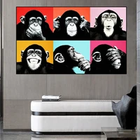 graffiti art funny monkey on the wall art canvas paintings posters and prints animals pop art pictures for kids room wall decor