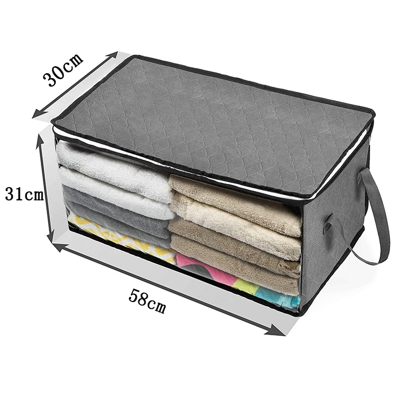 

3Pcs Quilt Storage Bags,Non-Woven Clothes Storage Boxes with Lids, Closet Storage Bags,Moisture-Proof and Dust-Proof