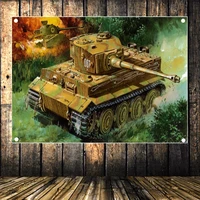 hd canvas print painting home decor ger wehrmacht tiger tank ww ii old photo wall art four hole flag banner military poster f4