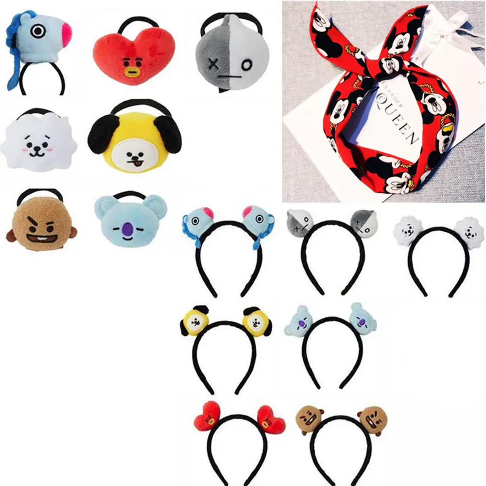 Bt21-bts резинки для волос женщин аксессуары бант Gumki Do Wlosow Микки Минни Маус уши