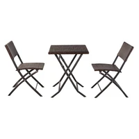 us woshion folding rattan chair three piece square table brown
