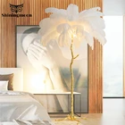 Современсветодиодный медная художественная светодиодная Напольная Лампа в скандинавском стиле лампа в виде пера, декоративные лампы для спальни, отеля, настольные лампы для гостиной, высокий светильник