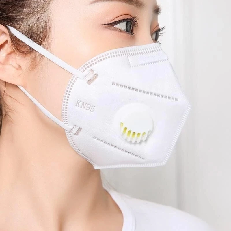 

5 Layers White KN95 Mouth Mask With Breathing Valve FFP2 Anti-dust Protective Facial Masks Respirator 95% Filtration Safety Mask