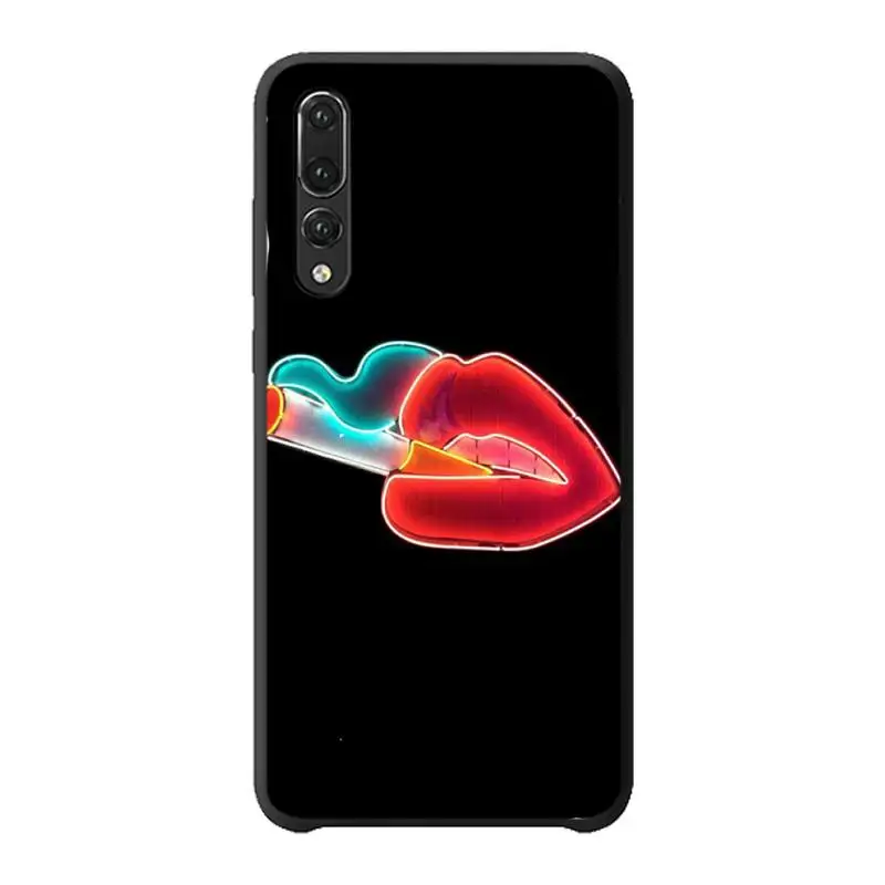 

Babaite Sexy lips Black Cell Phone Case For Huawei P20 P30 P10 lite P20Pro PSmart Y7 Y6 Prime Mate20 Nova3E