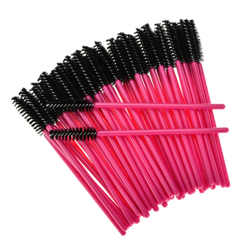 Black and Pink 50 шт./компл. 7 цветов Высокое качество щеточка для наращивания ресниц Профессиональные Накладные ресницы наращивание инструменты для макияжа - Цвет: Black and Pink