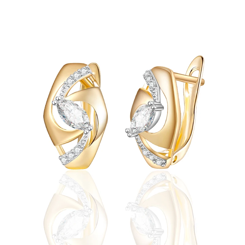 Модные Позолоченные полые серьги с микро инкрустацией женское ювелирное изделие