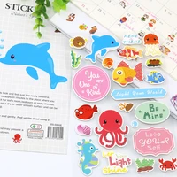 1 sheets cute underwater world animal stickers kawaii decorative stationery diy scrapbooking album stick office school supplies