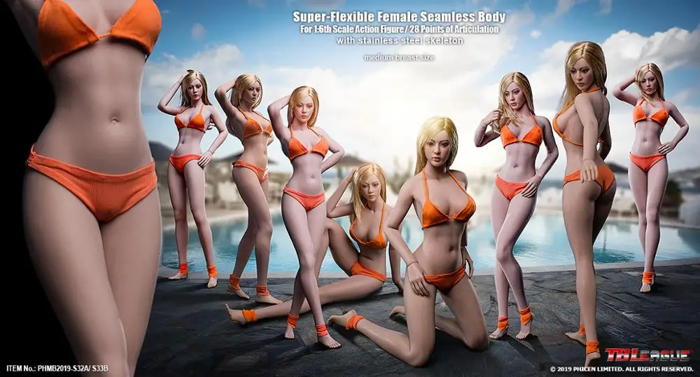 Экшн фигурка TBLeague S32A/S33B в масштабе 1/6 супергибкая Женская бесшовная
