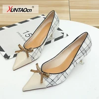 2021 new style womens fashion single shoes light mouth pointed pu solid color shoes with thin heel woman shoes