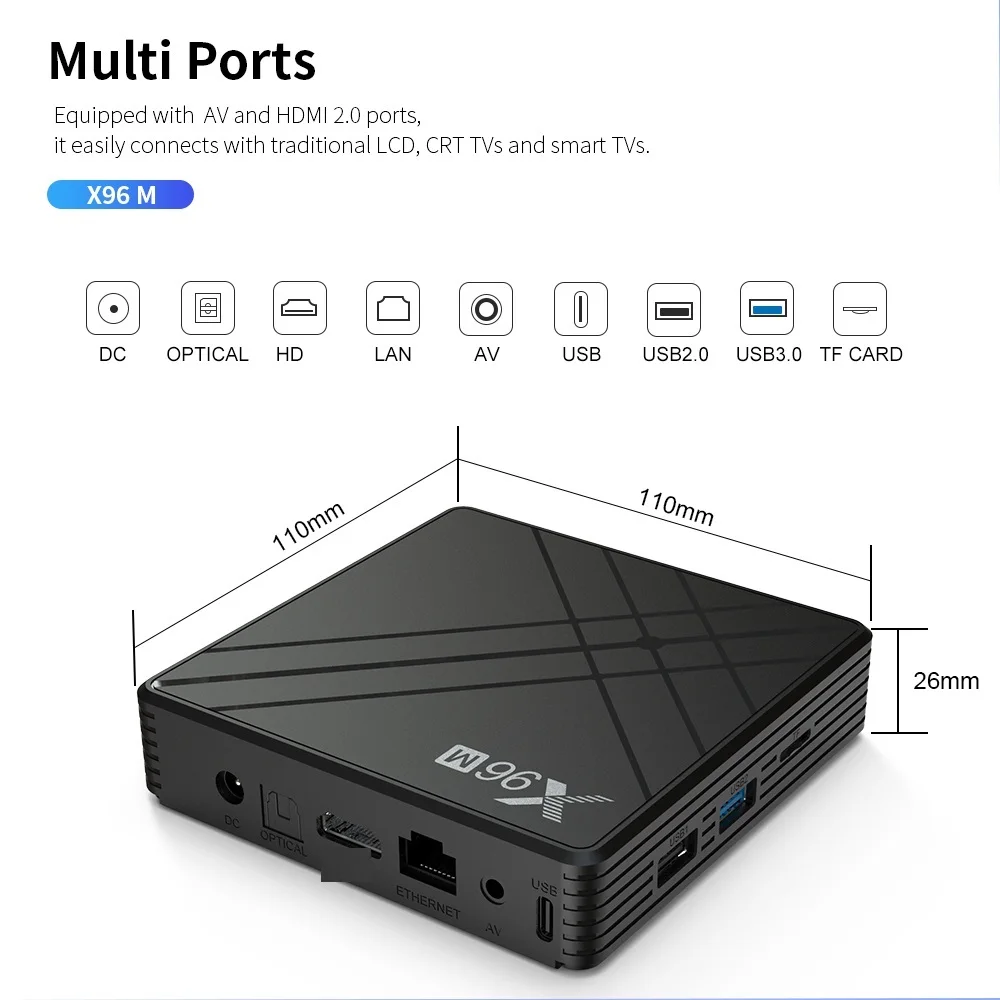 Приставка Смарт ТВ X96M Android 9 0 Allwinner H603 Wi Fi 2 4 ГГц + 16/4/32/4/64 ГБ 5 шт.|ТВ-приставки и