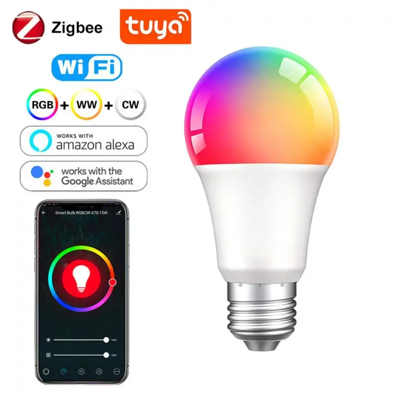 

Zigbee Smart Light Bulb / Tuya Wifi Bulb RGB 9W Color Changing LED Light E27 Tuya Smart Life APP Compatible Alexa Google Home