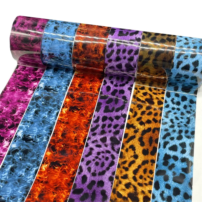 100m/roll Flame Nail Foils for Smog Nails Transfer Paper Leopard Print Sticker Smoking Manicure  Wraps DIY Fire Nail Decorations