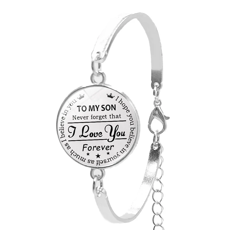 

2021 Fashion To My Son I Love You Forever Time Glass Pendant Necklace Men and Women Jewelry Sweater Chain Jewelry Goth
