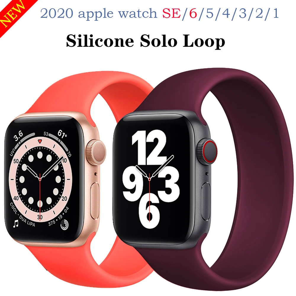 Solo Loop для Apple Watch Band 44 мм 40 iwatch 42 38 аксессуары силиконовый браслет watch serie 3 4 5 SE 6