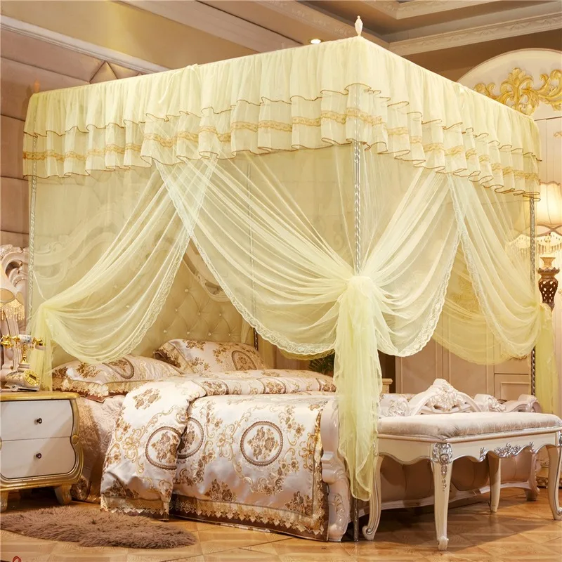 comprar 3 Portas Chão-tipo Palácio Estilo Mosquito Net 1.35 M1.5m1.8 Metros Conta Criptografada Voile Vermelho Mosquito Net Gong Zhu Feng