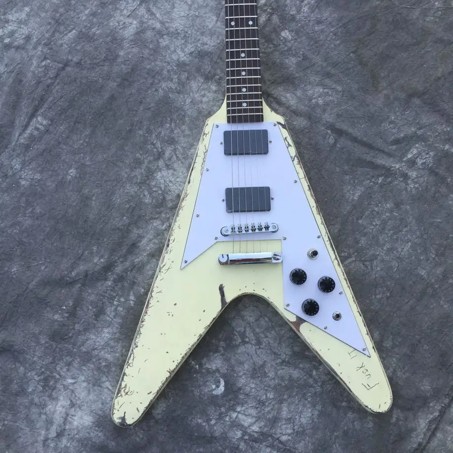 Электрическая гитара особой формы V-образной старая модель лошадиный мост LP