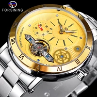 forsining tourbillon skeleton watch automatic mens mechanical watches luxury waterproof luminous wristwatch mens gold reloj