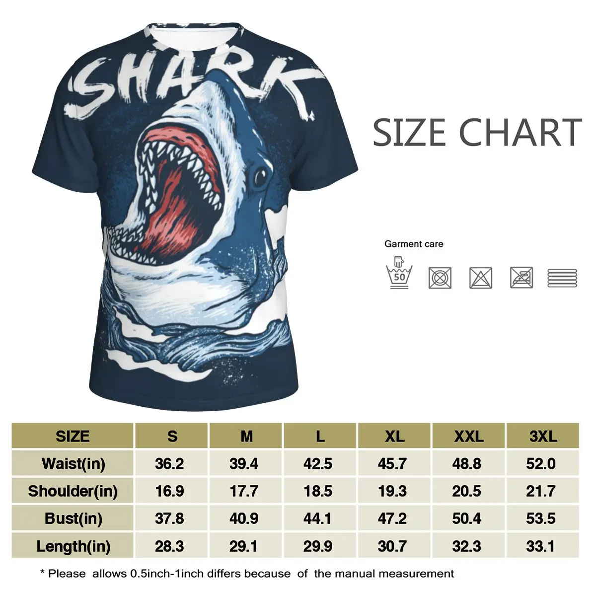 

Printed Shark 2021 summer fashion new 3D-printed pattern men's short-sleeved fashion casual T-shirt clothing