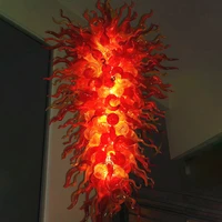 high quality modern murano glass red chandelier 60 inches high large led lights 100 hand blown glass pendant chandeliers