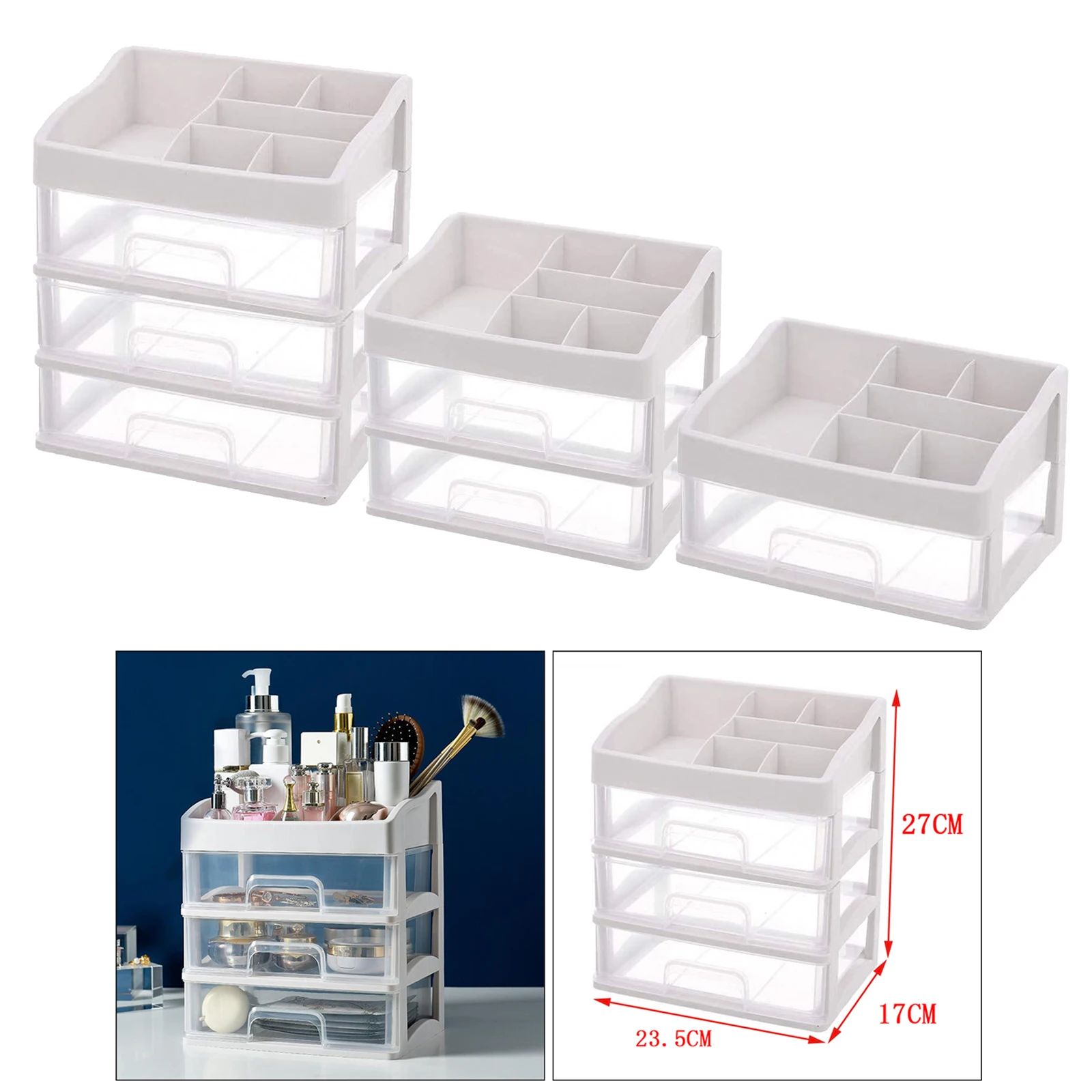 

Plastic Cosmetic Box Organiser Drawer Box Makeup Storage Container for Desks