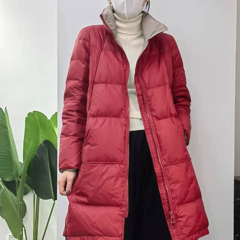 Mid-length Hoodless Down Jacket Women 2021 Winter New Fashion Casual White Duck Down Down Jacket
