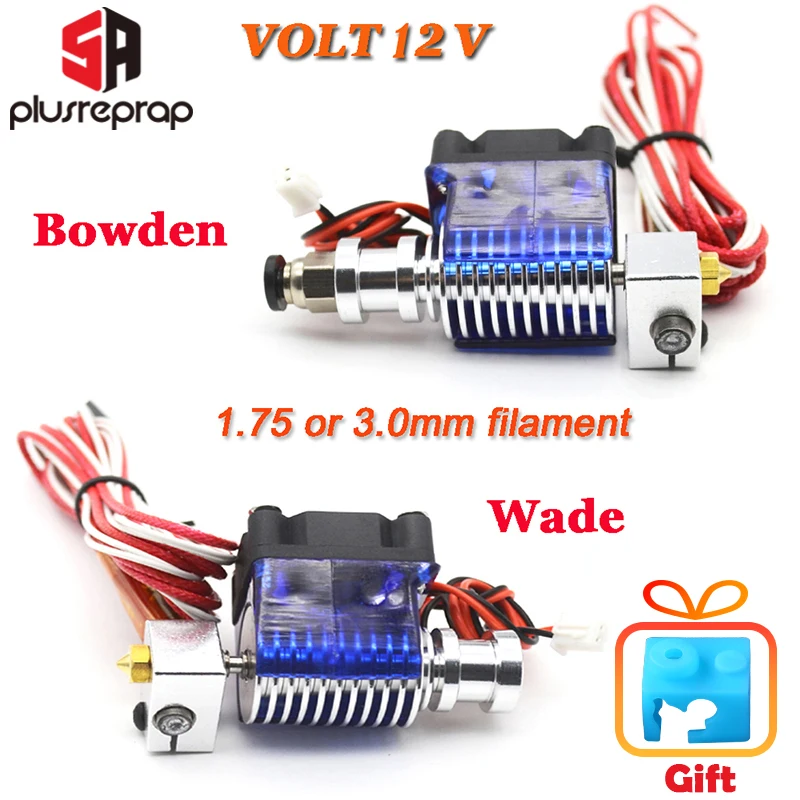 Последняя v6 J-головки версия цельнометаллический hotend Уэйд или Боуден голова экструдера с вентилятором охлаждения нагревателем и термистором для 1.75/ 3.0 мм 3D-принтеры Запчасти 3d принтер экструдер