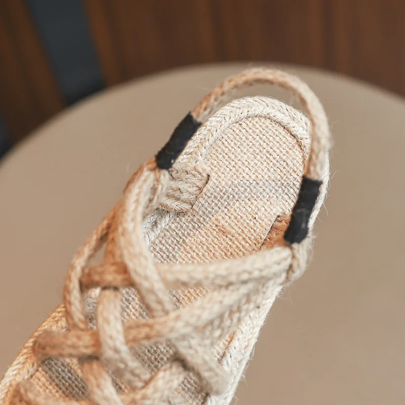 Сандалии гладиаторы для девочек летние Вязаные сандалии с открытым носком в