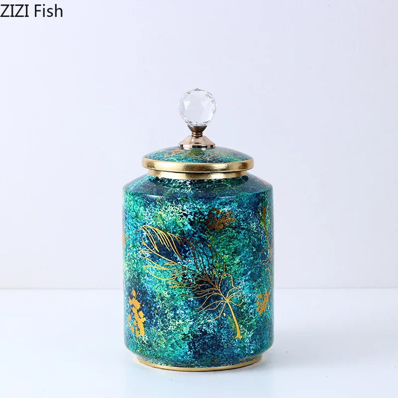 Европейский керамический хранительный кувшин с крышкой для сладостей, украшение для стола в виде цветочного вазона в стиле Нордик винтаж для домашнего декора.