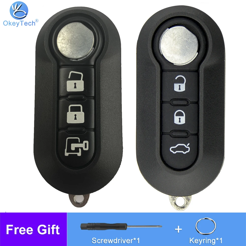 

OkeyTech 3 Button Key Shell For FIAT 500 Panda Punto Bravo Ducato Stilo Flip Folding Remote Auto Car Key Case Uncut SIP22 Blade