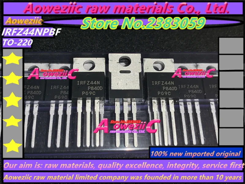 Aoweziic+(50 шт.) импортный IRFZ44NPBF IRFZ44N TO-220 полевой эффект МОП-транзисторы MOSFT 55 в 41A