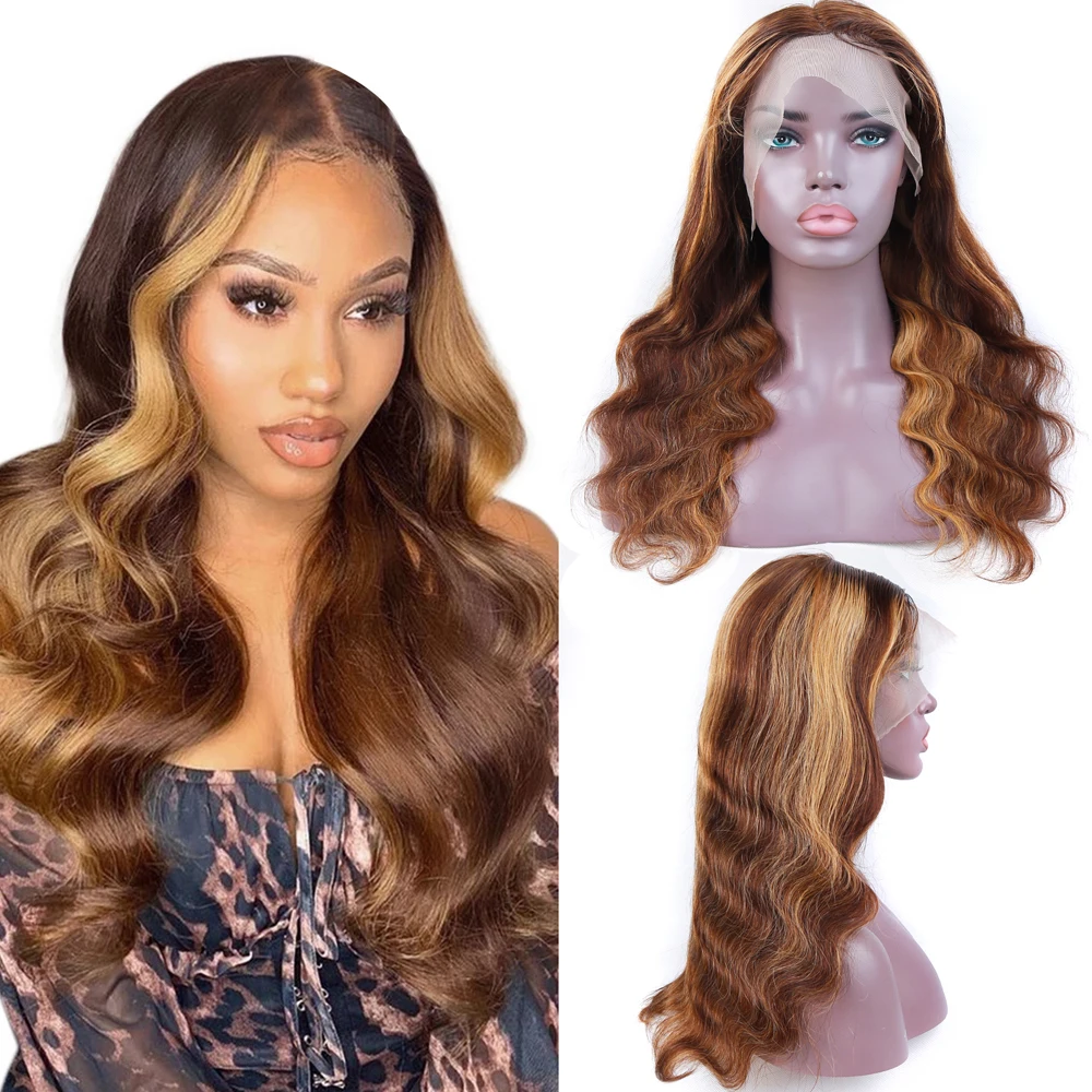 P4/27 Body Wave Wig Lace Front Human Hair Wigs for Women Pre Plucked Brazilian Remy 13x4x1 T Part Lace Closure Wig Human Hair Wi