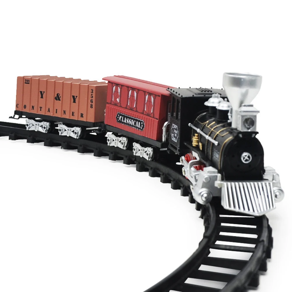 

Light Music Electric Train Building Kit Retro Steam Locomotive Engine Model With Light Sound Play Set Toy For Children
