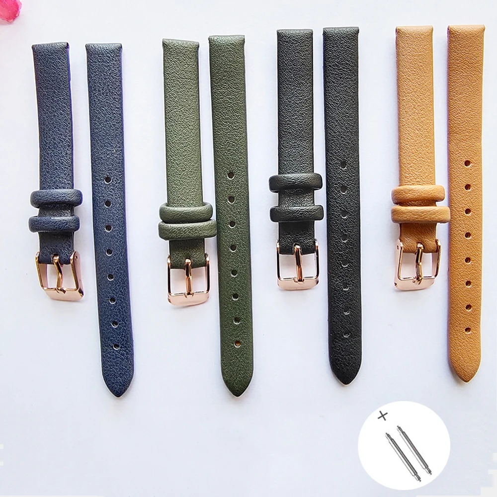 

Watch Band Srap 10mm Women Handmade Leather Strap for Lady Accessories Watchband Brown Purple Blue Black Red Green Pink
