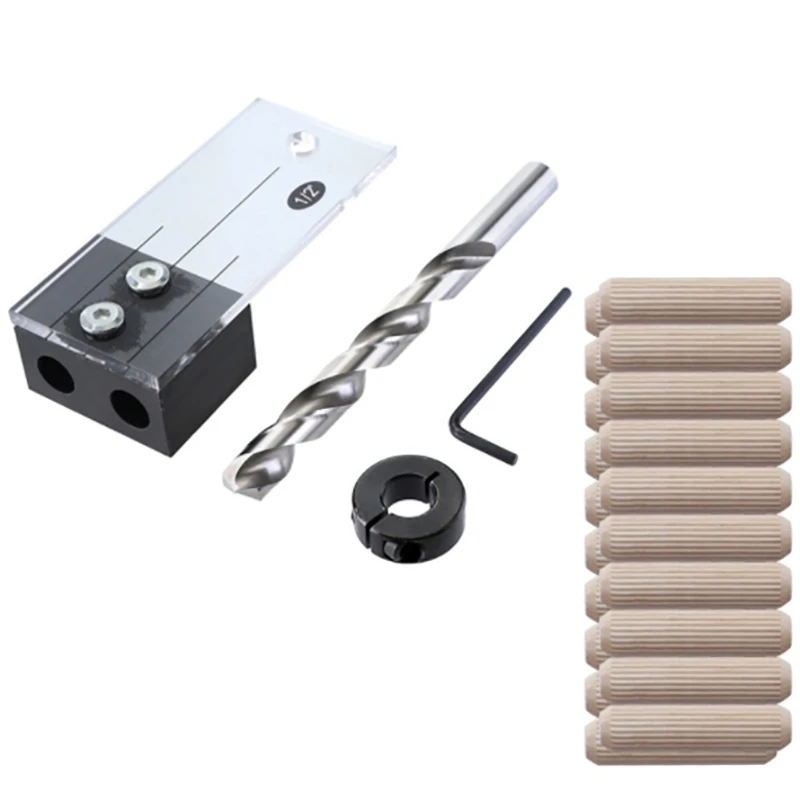 

HOT Dowel Drilling Jig Kit Acrylic Faces Guide Hole Locator DIY Tools