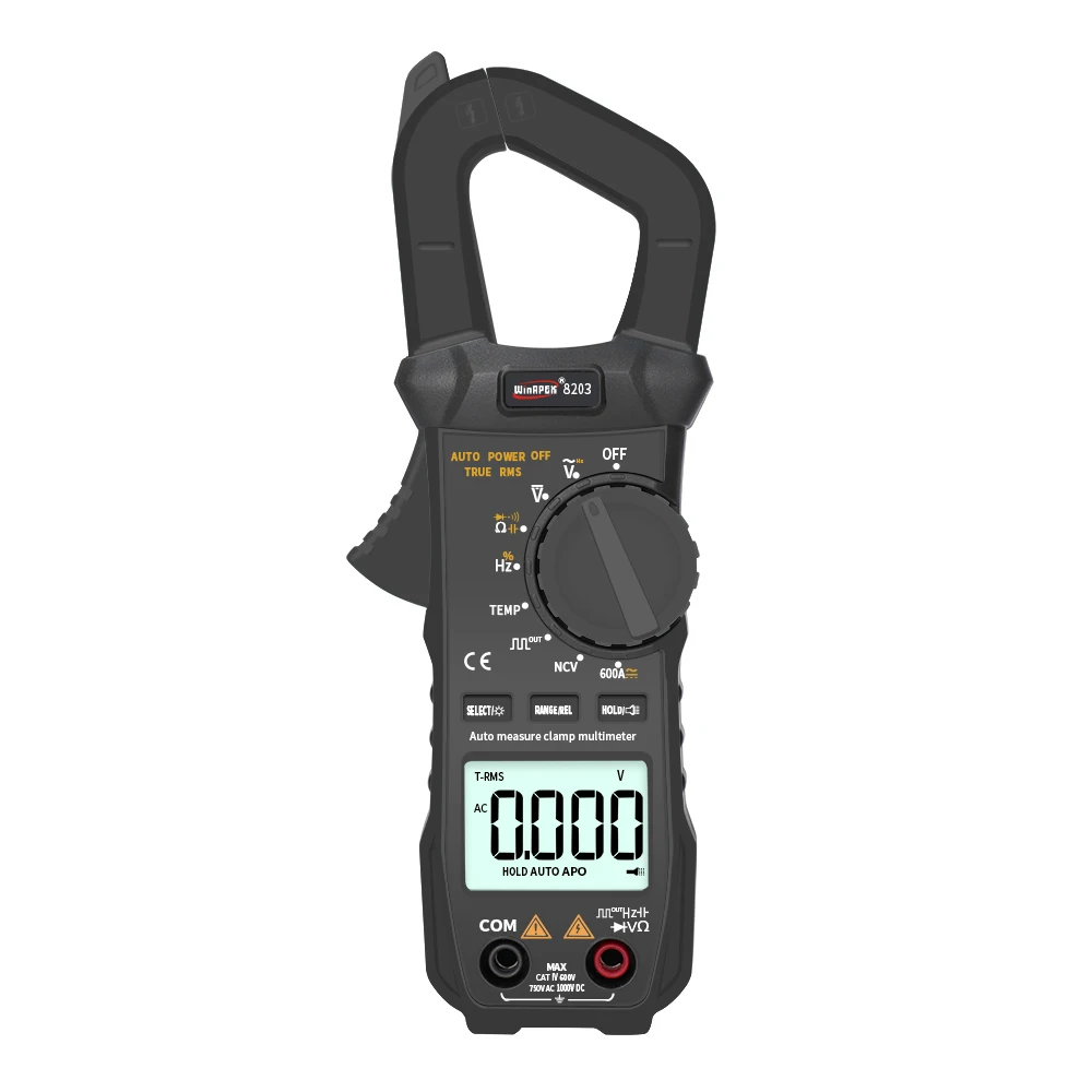 Цифровой токоизмеритель зажим WinAPEX 600A RMS Карманный мультиметр 6000 отсчетов