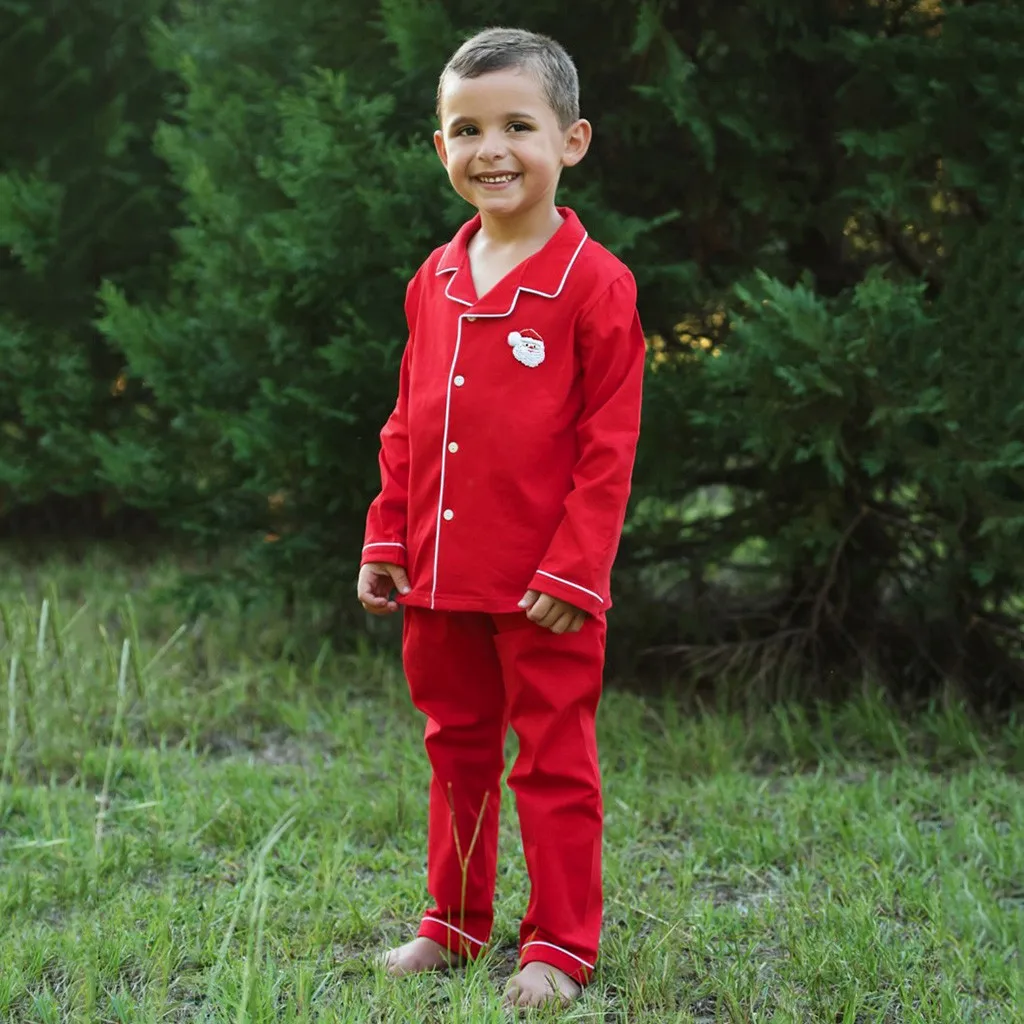 Рождественская Одежда для маленьких мальчиков и девочек пижамы с Санта-Клаусом