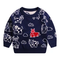 sweater boy winter kids pullover knitted clothing tops autumn cow animal pattern for toddlers baby