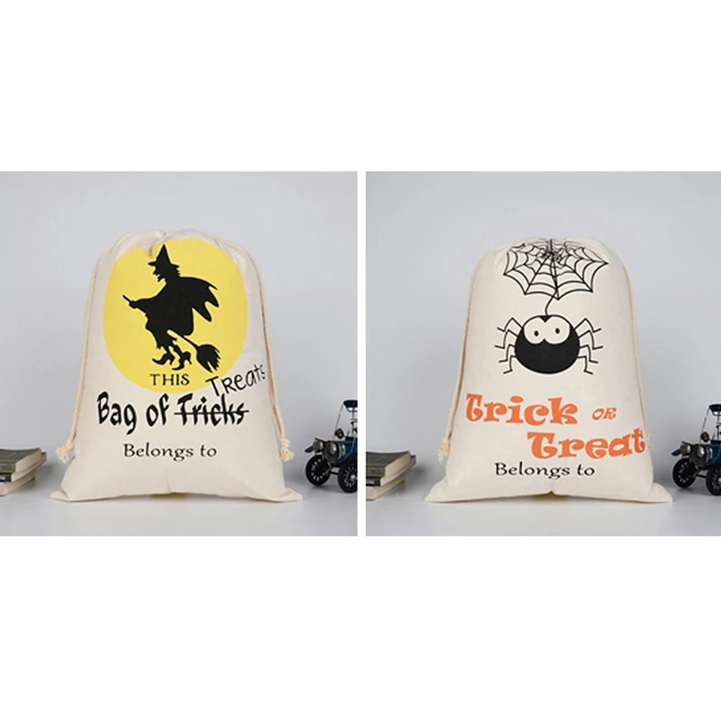 1 шт. Тыква Хэллоуин держатели паук трюки или лакомство Хлопок Холст сумка на