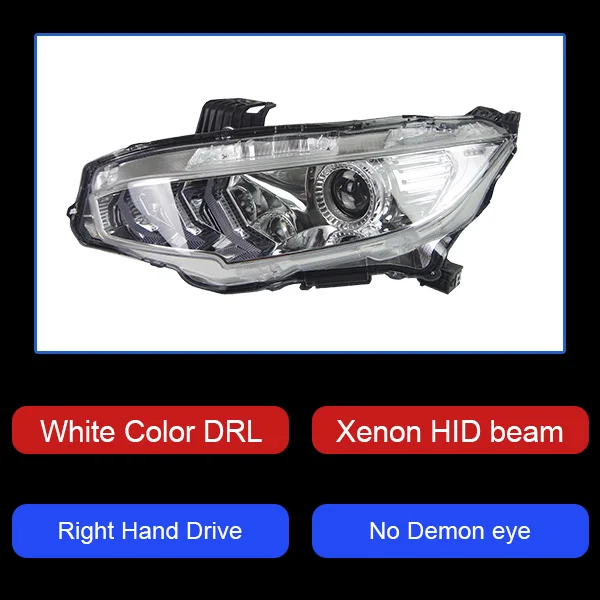Фары для автомобиля Honda CIVIC X G10- DRL дневные ходовые огни головная лампа светодиодный Биксеноновая лампа Противотуманные фары, аксессуары для автомобиля - Цвет: E
