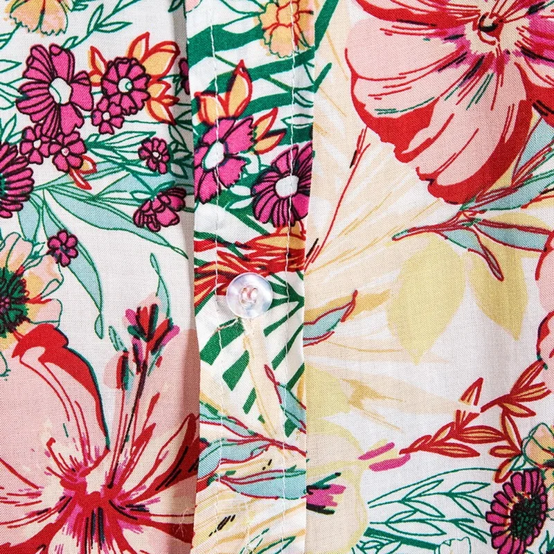 

Men Printed Hawaiian Beach Shirt Casual Wild Shirt Blouse Men Tropical Button Top Flexible Comfortable Leaves Shirt