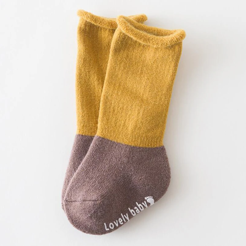Vintage hit color toddler boys socks thick velvet cotton infant baby boots warm children for girls anti-slip | Детская одежда и