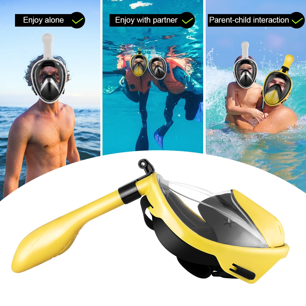 Маска для подводного плавания Rodicoco незапотевающая желтая на все лицо безопасная